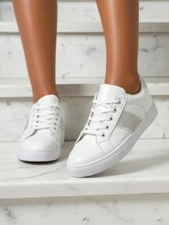 Luminosa Białe Sneakersy z Ekologicznej Skóry