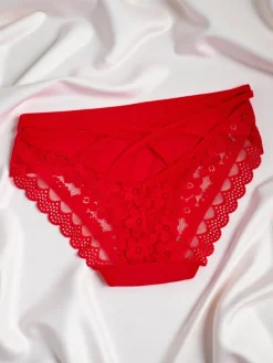 Majtki damskie typu figi z koronką i paseczkami