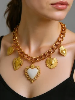 Naszyjnik Aurelia Amore – złoty łańcuch z medalionami Cuore w stylu barokowym