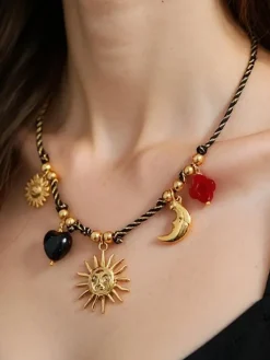 Naszyjnik Solaria Lunae Aurelia –z charmsami słońce i księżyc