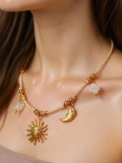 Naszyjnik Solaria Lunae Aurelia –z charmsami słońce i księżyc