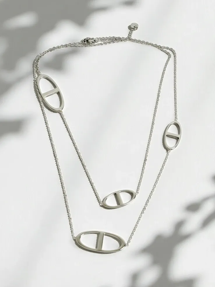 Naszyjnik srebrny Athenia Dualis – minimalistyczny łańcuszek z medalionami