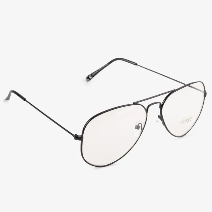 Okulary przeciwsłoneczne transparentne w czarnej oprawce - Okulary