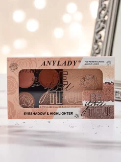 Paletka 4 cieni do powiek z brokatem i rozświetlaczem Ruby Glamour