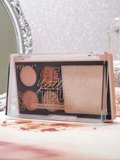 Paletka 4 cieni do powiek z brokatem i rozświetlaczem Ruby Glamour