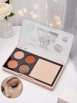 Paletka 4 cieni do powiek z brokatem i rozświetlaczem Ruby Glamour