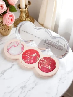 Paletka 3 odcieni rozświetlającego różu do policzków kolor Peach Mauve