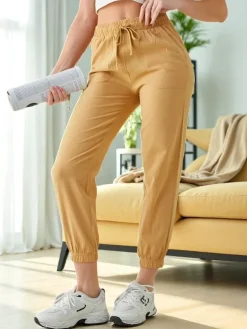 Pantaloni Elegante Dorico Camel - Modne Długie Spodnie