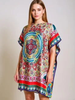 Pareo Ariadne – kolorowa sukienka do kolan Royalfashion z poliestru