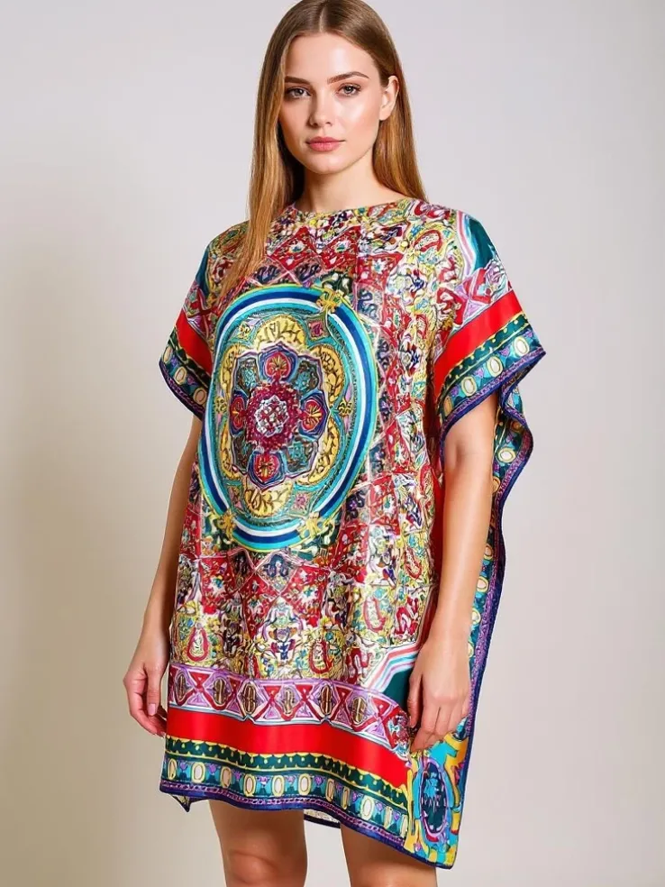 Pareo Ariadne – kolorowa sukienka do kolan Royalfashion z poliestru