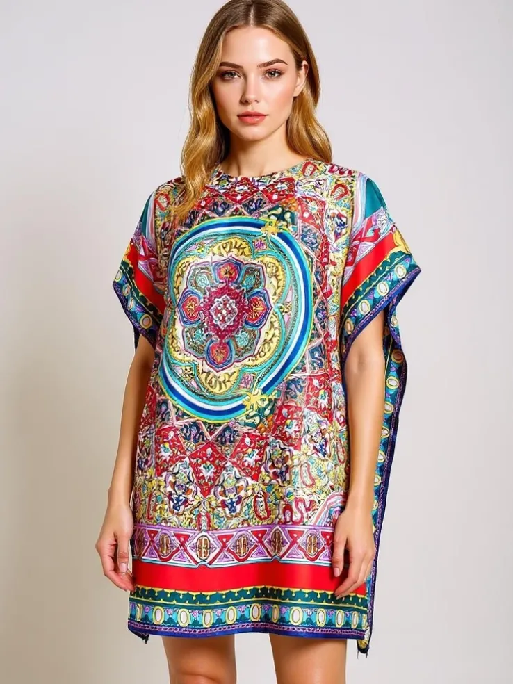 Pareo Ariadne – kolorowa sukienka do kolan Royalfashion z poliestru