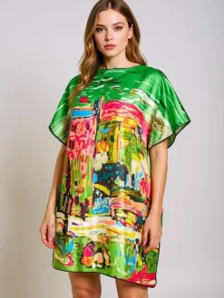 Pareo Athenia Verde by Royalfashion – kolorowa sukienka z poliestru do kolan