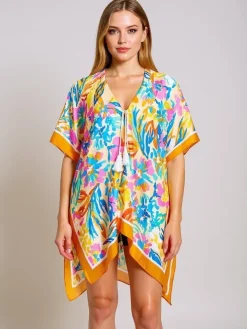 Pareo do kolan Royalfashion Callista – wielokolorowa sukienka plażowa z dekoltem V