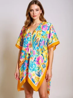 Pareo do kolan Royalfashion Callista – wielokolorowa sukienka plażowa z dekoltem V