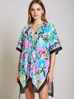 Pareo Royalfashion Kalista – kolorowa sukienka plażowa do kolan z dekoltem V