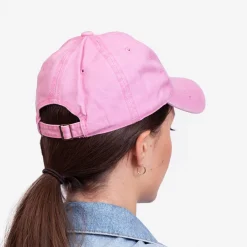 Różowa jeansowa damska czapka z daszkiem - Akcesoria