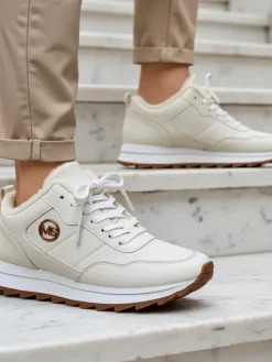 Royalfashion Alba Ocieplane Sneakersy Damskie Biale Ekoskora na Platformie