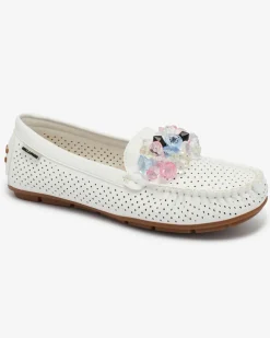 Royalfashion Ażurowe białe mokasyny damskie z ozdobnymi kryształkami Cizzas