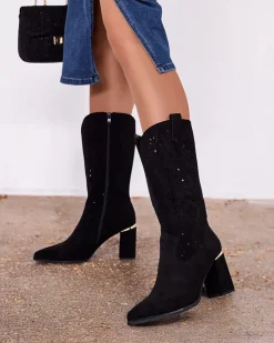 Royalfashion Ażurowe botki na słupku Evolle