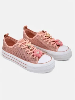 Royalfashion Ażurowe damskie trampki z ozdobami Osdo