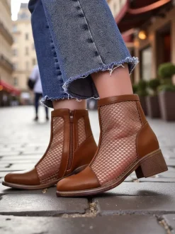 Royalfashion Ażurowe Damskie botki na niskim obcasie Rowices