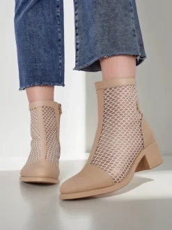 Royalfashion Ażurowe Damskie botki na niskim obcasie Rowices