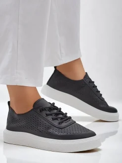 Royalfashion Ażurowe damskie sportowe półbuty sznurowane Adette