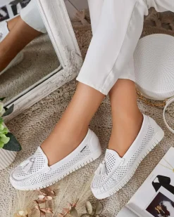 Royalfashion Ażurowe mokasyny damskie Molaffa