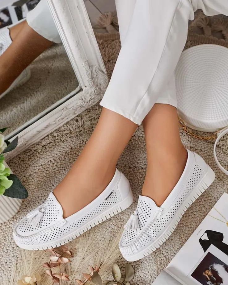 Royalfashion Ażurowe mokasyny damskie Molaffa