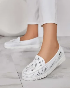 Royalfashion Ażurowe mokasyny damskie Molaffa