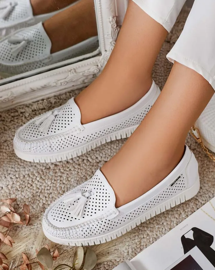 Royalfashion Ażurowe mokasyny damskie Molaffa