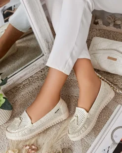 Royalfashion Ażurowe mokasyny damskie Molaffa