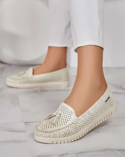 Royalfashion Ażurowe mokasyny damskie Molaffa