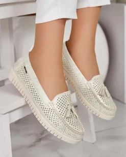 Royalfashion Ażurowe mokasyny damskie Molaffa