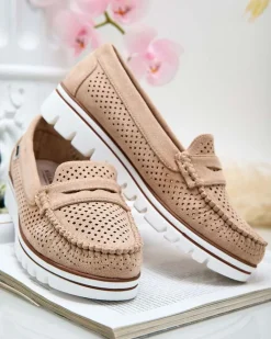 Royalfashion Ażurowe mokasyny damskie Leteller