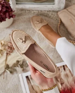 Royalfashion Ażurowe mokasyny damskie Molaffa