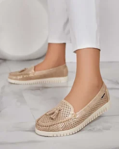 Royalfashion Ażurowe mokasyny damskie Molaffa