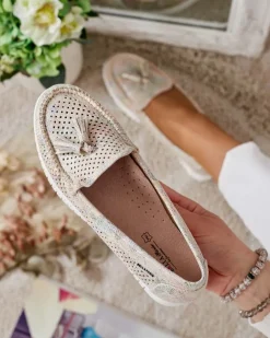 Royalfashion Ażurowe mokasyny damskie Molaffa