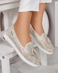 Royalfashion Ażurowe mokasyny damskie Molaffa