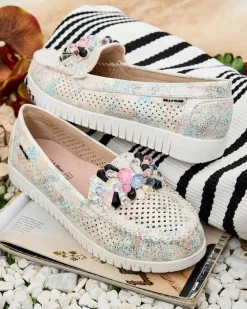 Royalfashion Ażurowe mokasyny damskie z koralikami Nasfali