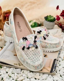 Royalfashion Ażurowe mokasyny damskie z koralikami Nasfali