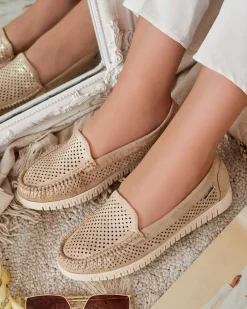 Royalfashion Ażurowe mokasyny damskie Nafis