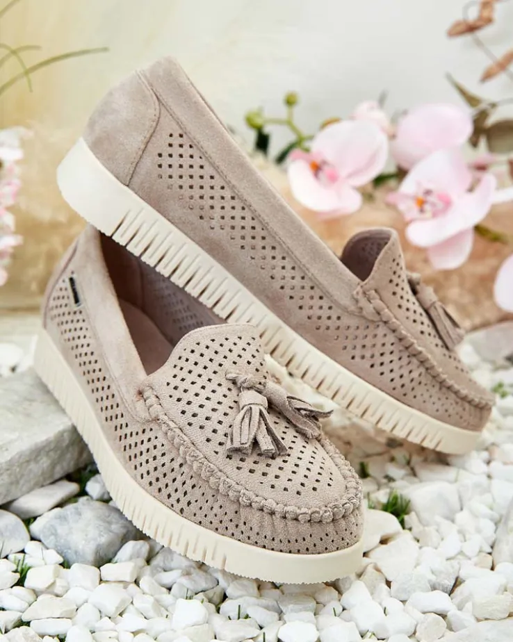 Royalfashion Ażurowe mokasyny damskie Molaffa