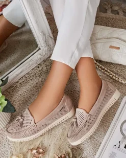 Royalfashion Ażurowe mokasyny damskie Molaffa