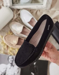 Royalfashion Ażurowe mokasyny damskie Nafis