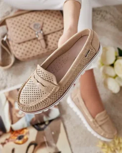 Royalfashion Ażurowe mokasyny damskie Leteller