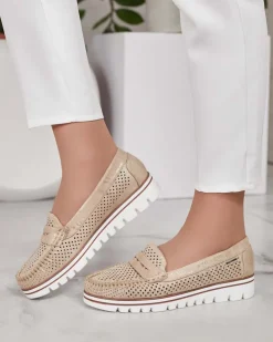 Royalfashion Ażurowe mokasyny damskie Leteller