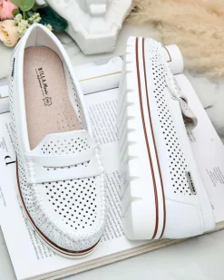 Royalfashion Ażurowe mokasyny damskie Leteller