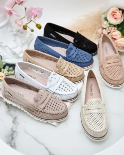 Royalfashion Ażurowe mokasyny damskie Leteller