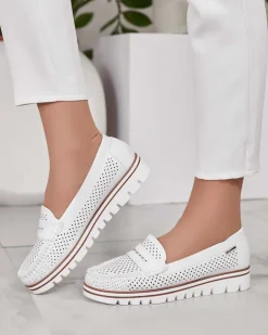 Royalfashion Ażurowe mokasyny damskie Leteller